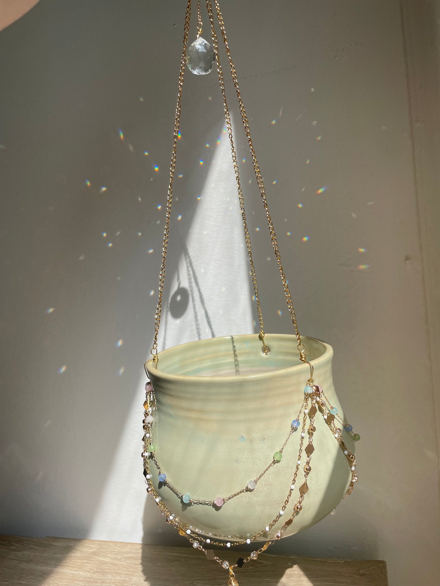 Jeweled Suncatcher Planter ~ Spring Green