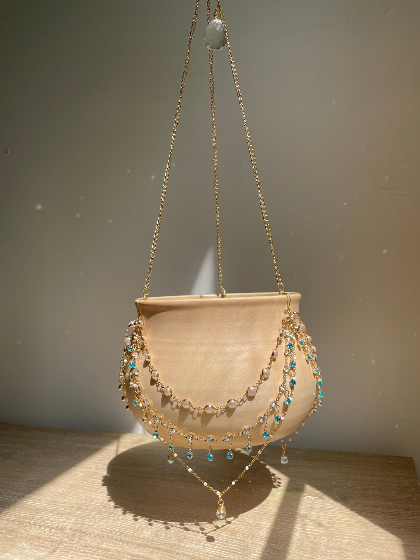 Jeweled Suncatcher Planter ~ Sandy Beach