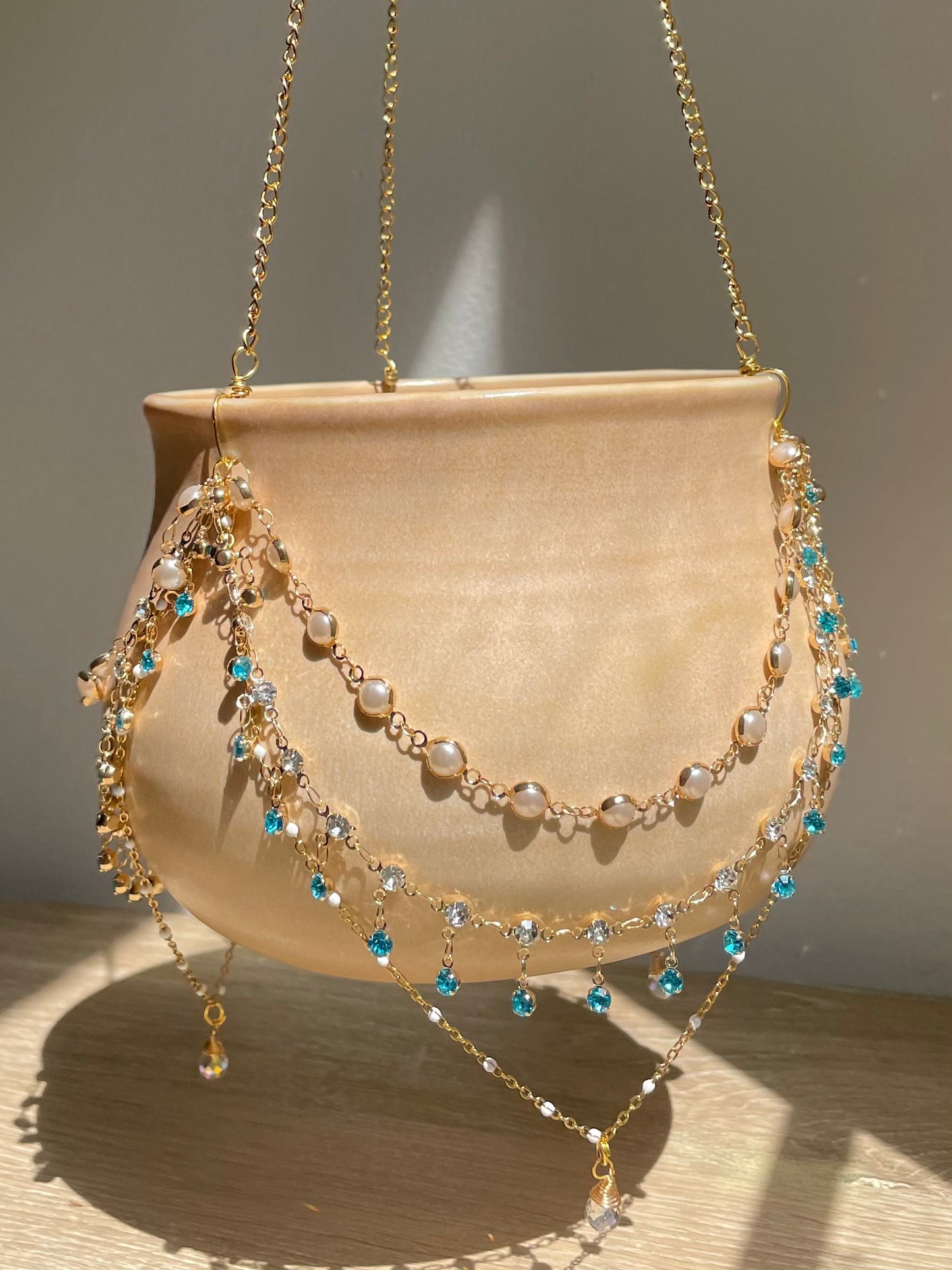 Jeweled Suncatcher Planter ~ Sandy Beach