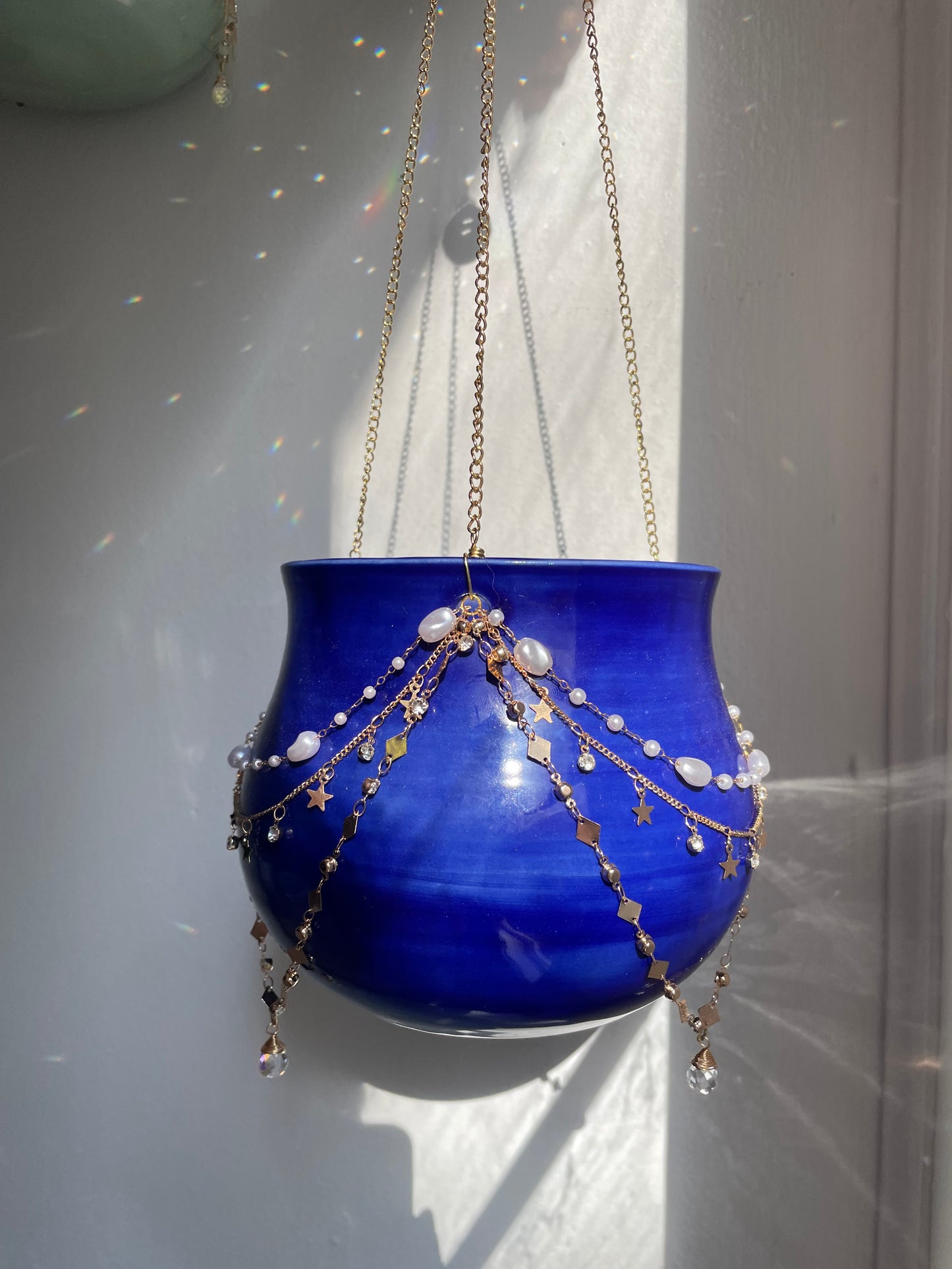 Jeweled Suncatcher Planter ~ Atlantis Blue