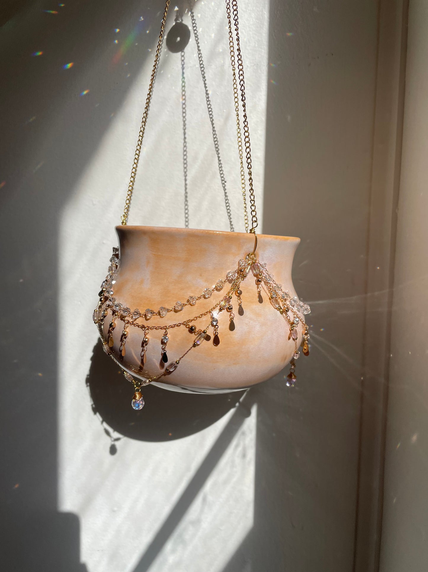 Jeweled Suncatcher Planter ~ Peach Daze