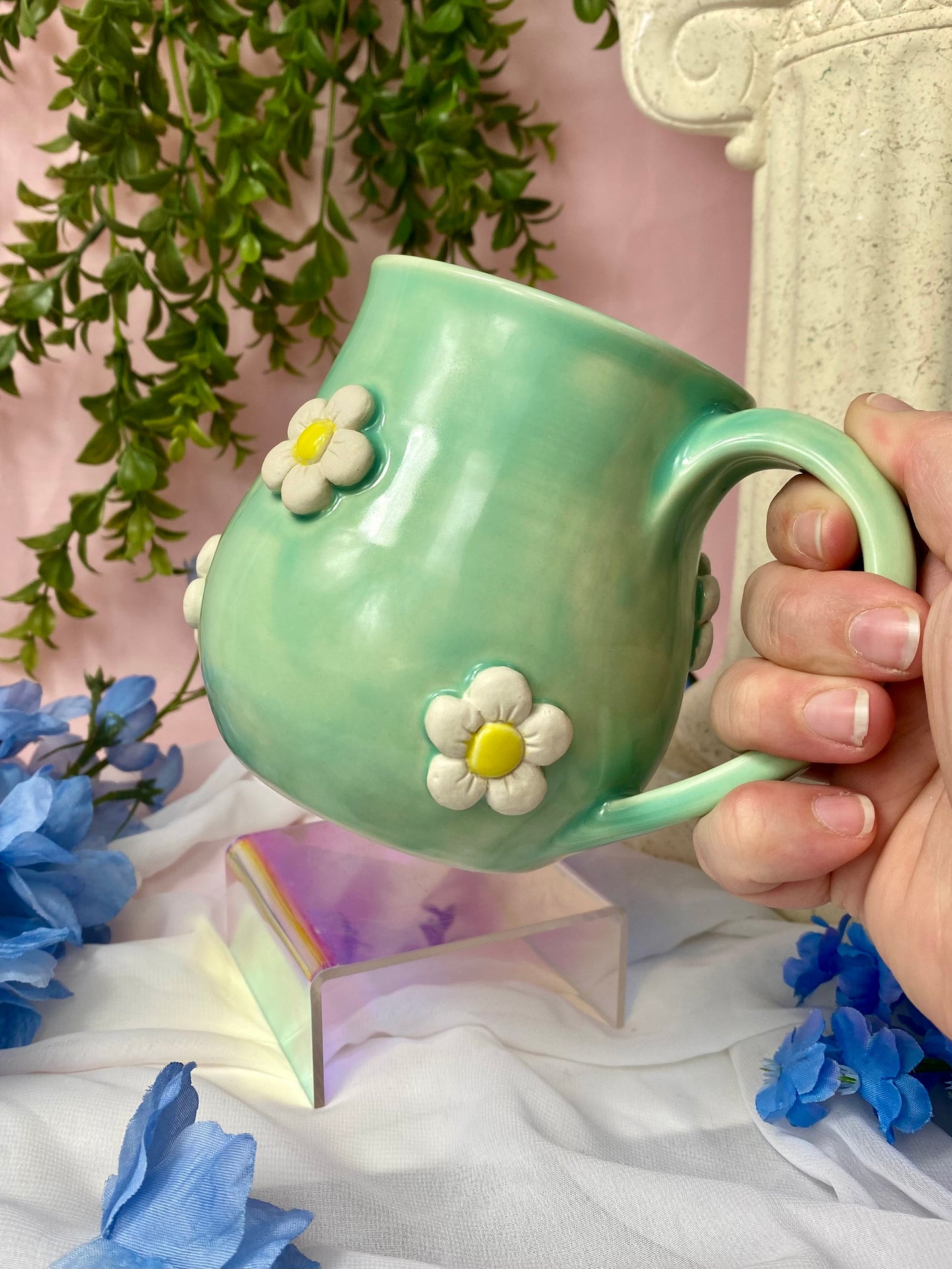 Green 3D Daisy Mug 19oz