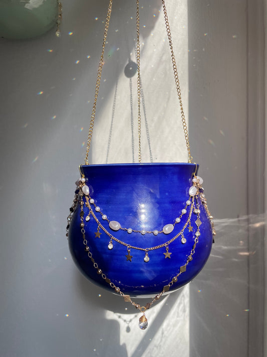 Jeweled Suncatcher Planter ~ Atlantis Blue