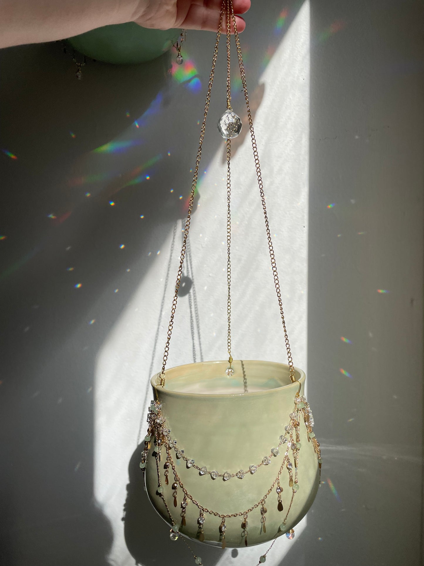Jeweled Suncatcher Planter ~ Matcha Latte
