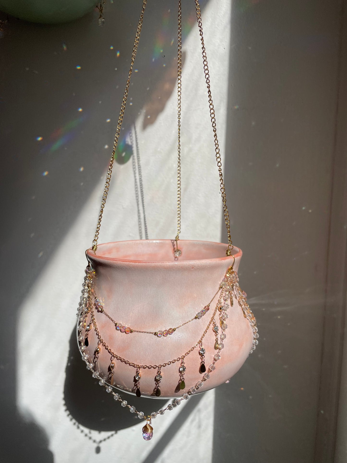 Jeweled Suncatcher Planter ~ Perfectly Pink