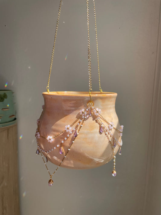 Jeweled Suncatcher Planter ~ Peach Blossom