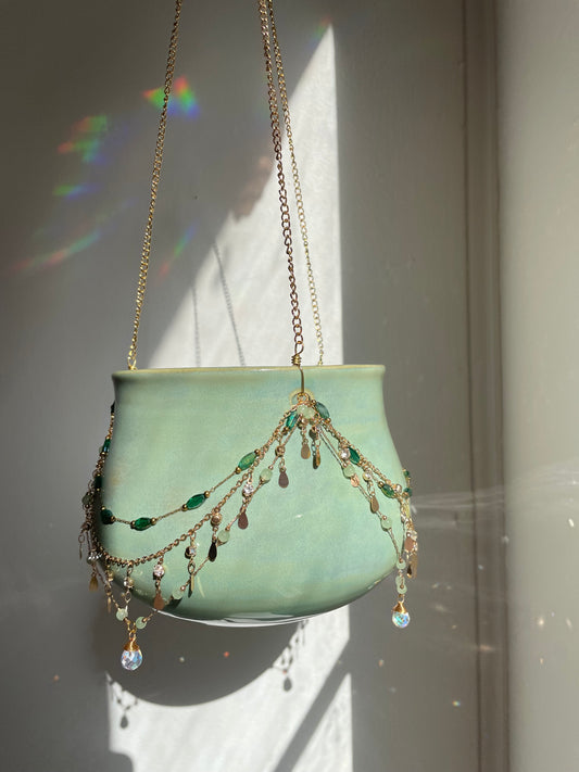 Jeweled Suncatcher Planter ~ Lovely Turquoise