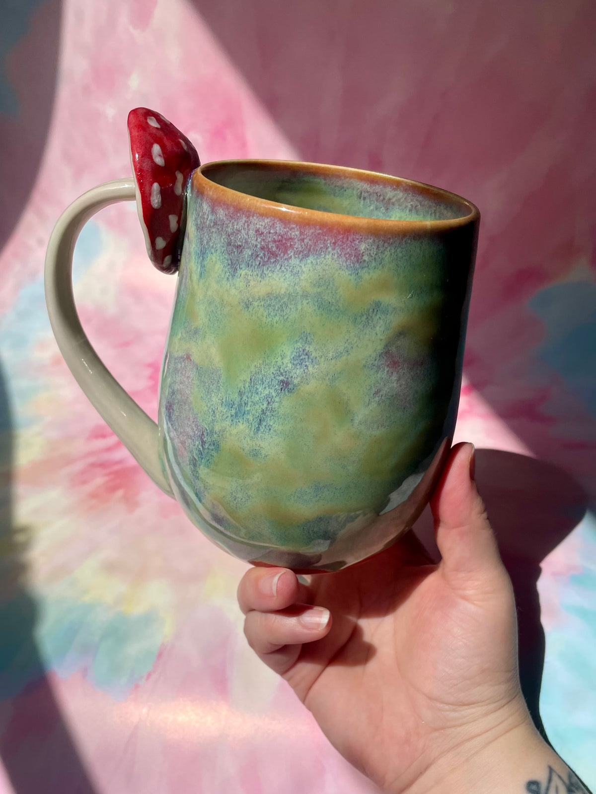 Mushroom Handle Mug 17oz