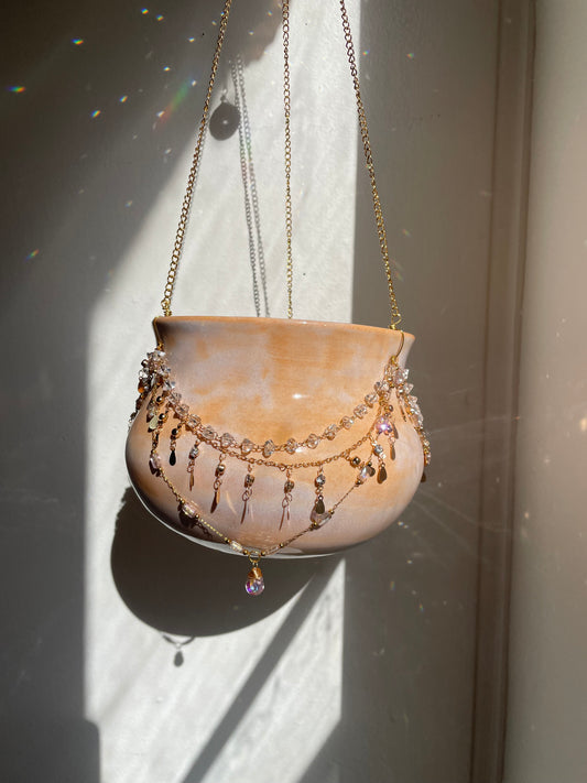 Jeweled Suncatcher Planter ~ Peach Daze
