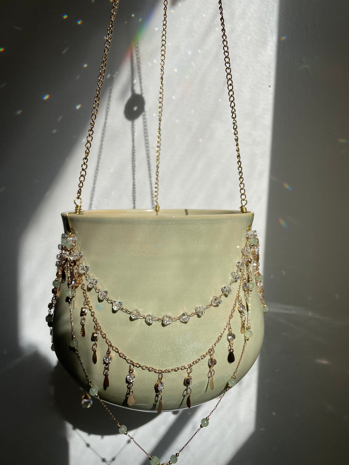 Jeweled Suncatcher Planter ~ Matcha Latte