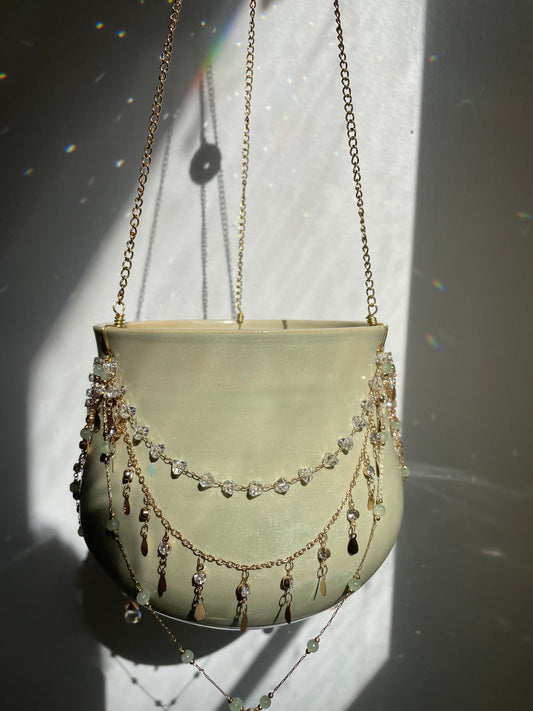 Jeweled Suncatcher Planter ~ Matcha Latte