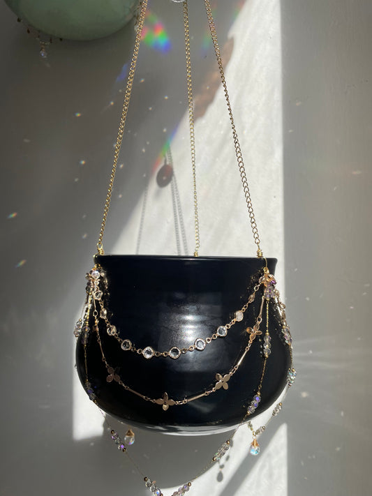 Jeweled Suncatcher Planter ~ Heart of Obsidian