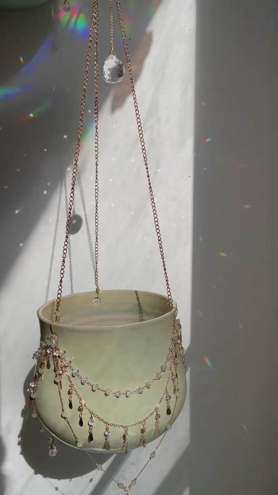 Jeweled Suncatcher Planter ~ Matcha Latte – Melodious Mudworks